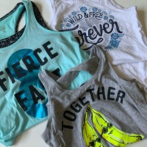 3 justice tank tops size 10.